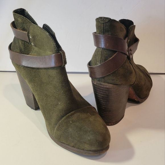 Rag & Bone Ankle Boots Womens Shoes EU40 Harrow Green Suede Leather Booties - Picture 2 of 6